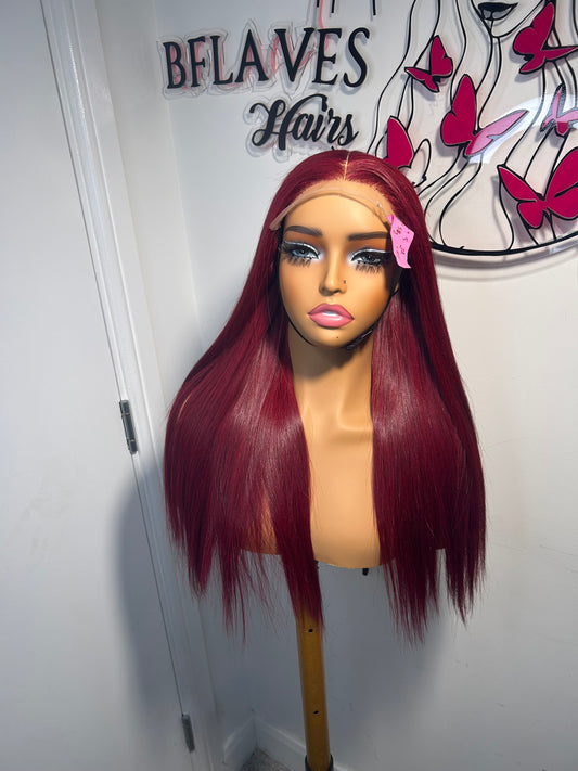 16/18” Wine bonestraight with 5x5 Glueless closure. Website Exclusive 145£