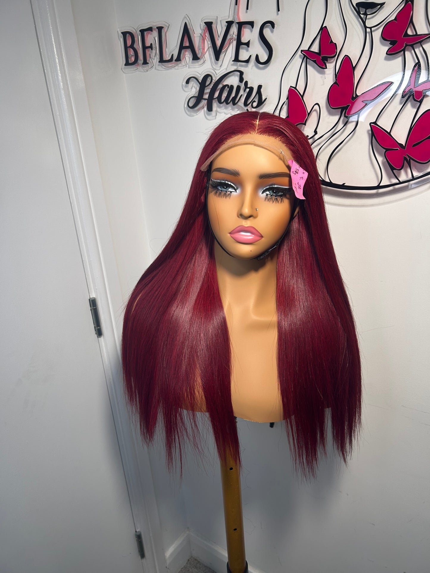 16/18” Wine bonestraight with 5x5 Glueless closure. Website Exclusive 145£