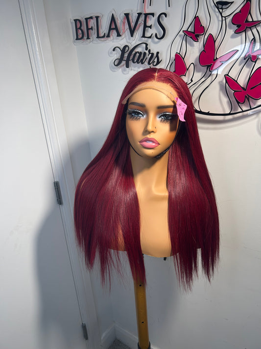 16/18” Wine bonestraight with 5x5 Glueless closure. Website Exclusive 145£